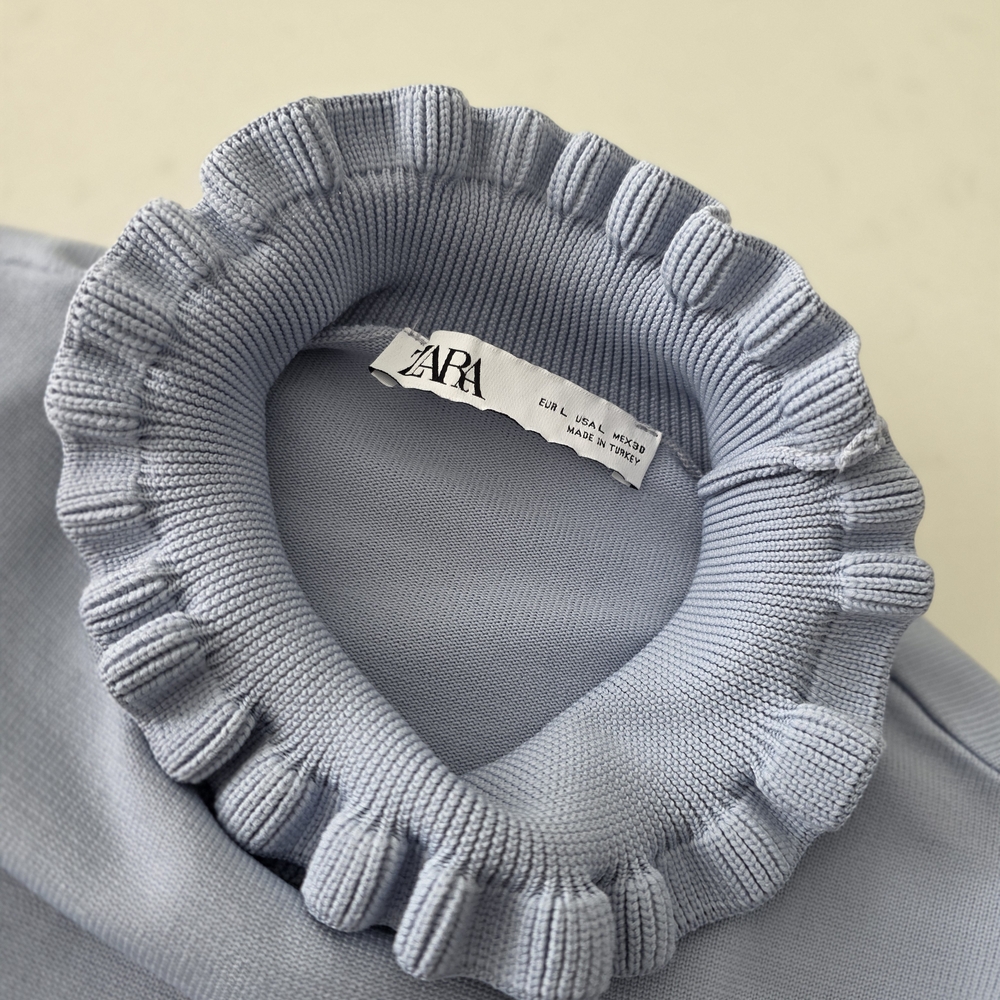 Women's Light Blue Ruffled Top - Picture 3 of 16